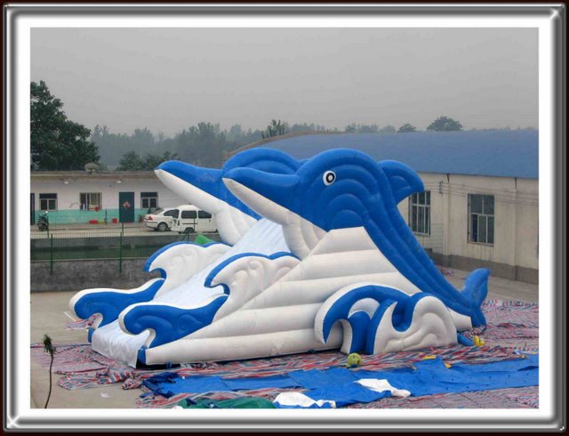 dolphin backyard inflatable slide HT-11
