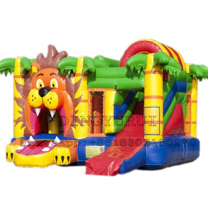 Inflatable Bounce House with Slide, Basketball Hoop, Carrying Bag and Repair Kit, Children Blow Up Jumper for Indoor Outdoor  XZ-BH-211